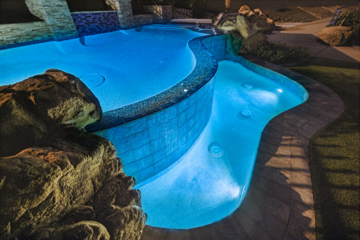 Pool and spa with GalaxyBrite lights