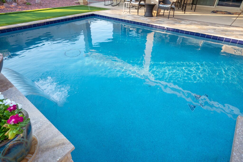 new pool with low-profile pool drain